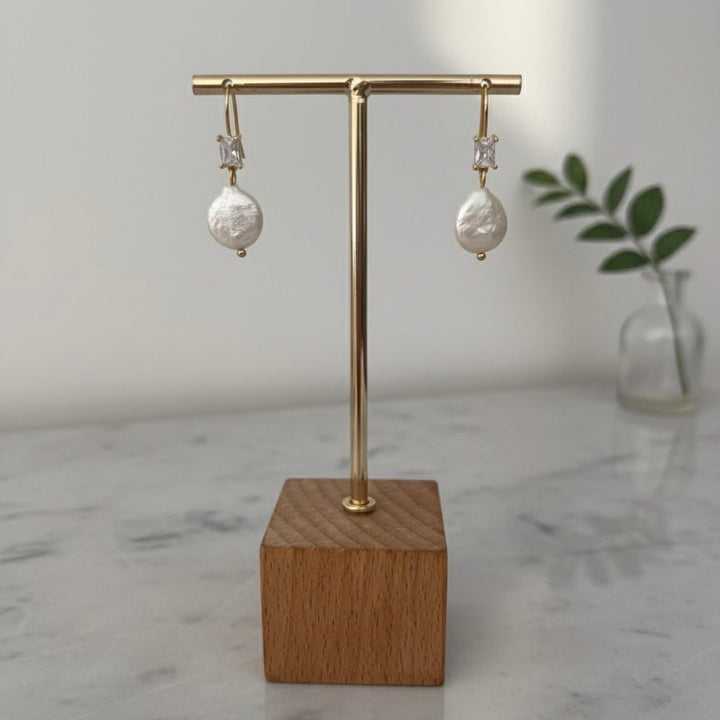 Alba Drop – Orecchini con perla keshi e zircone placcati oro 18K - Duestelle Italia