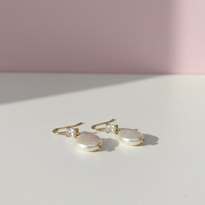 Alba Drop – Orecchini con perla keshi e zircone placcati oro 18K - Duestelle Italia