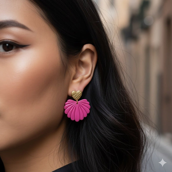 ALICE MINI PINK - Orecchini cuore artigianali - Duestelle Italia