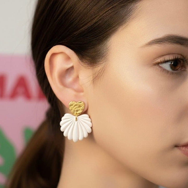 ALICE MINI WHITE - Orecchini cuore artigianali - Duestelle Italia