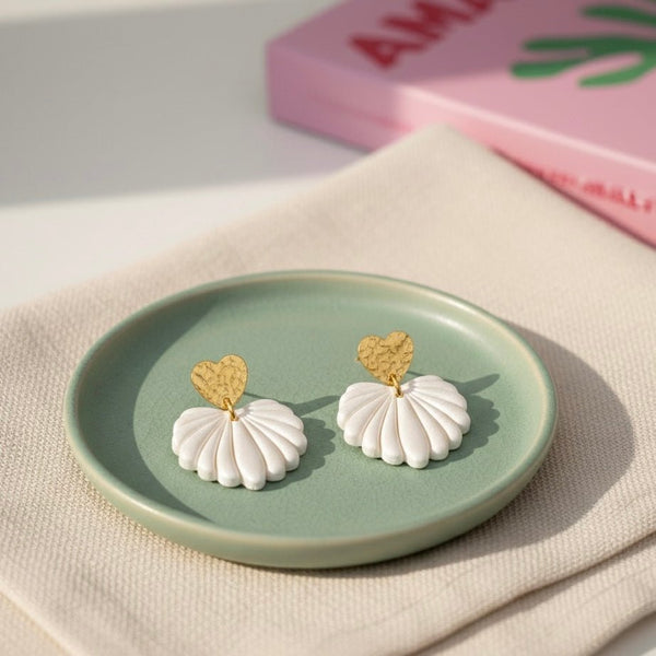 ALICE MINI WHITE - Orecchini cuore artigianali - Duestelle Italia