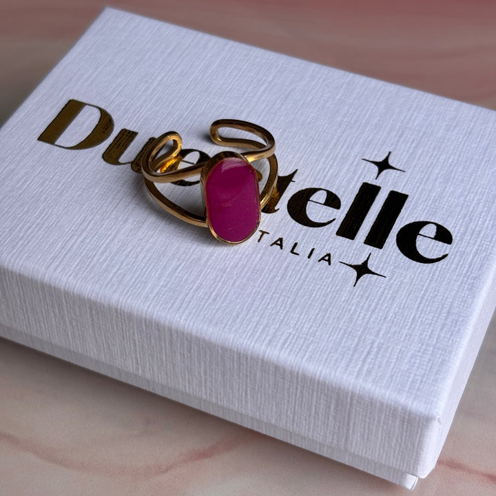 Anello artigianale in acciaio placcato oro 18K – Iconic - Made in Italy - Duestelle Italia