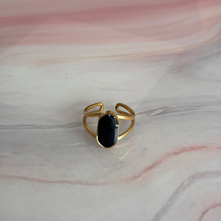 Anello artigianale in acciaio placcato oro 18K – Iconic - Made in Italy - Duestelle Italia