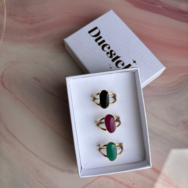 Anello artigianale in acciaio placcato oro 18K – Iconic - Made in Italy - Duestelle Italia