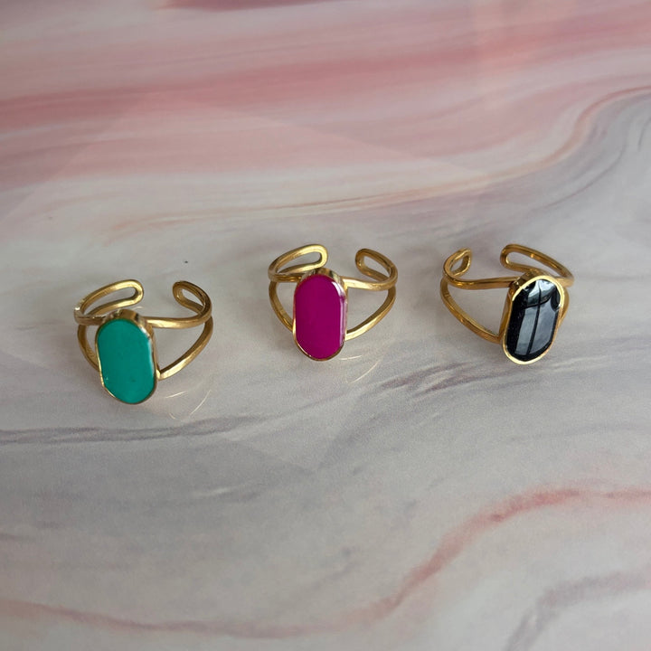 Anello artigianale in acciaio placcato oro 18K – Iconic - Made in Italy - Duestelle Italia