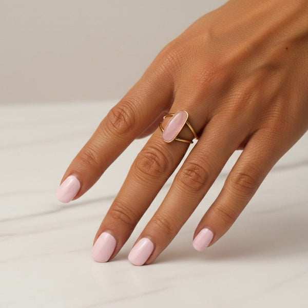 Anello ovale artigianale in acciaio placcato oro 18K – Made in Italy - Duestelle Italia