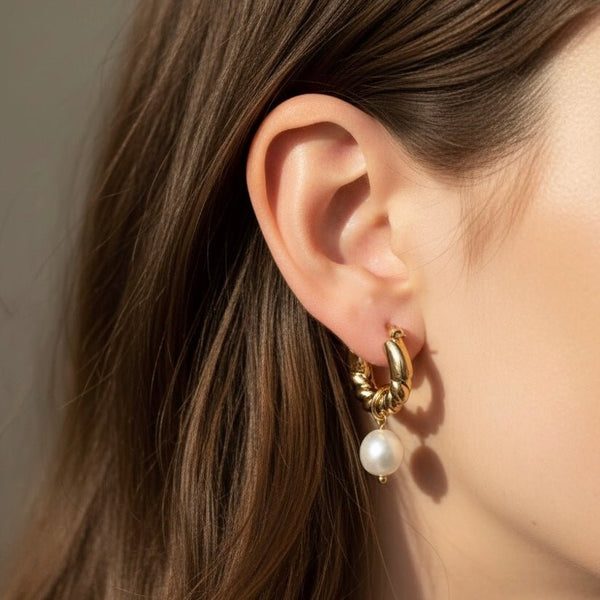 AUREATE PEARL TWIST HOOPS - Duestelle Italia