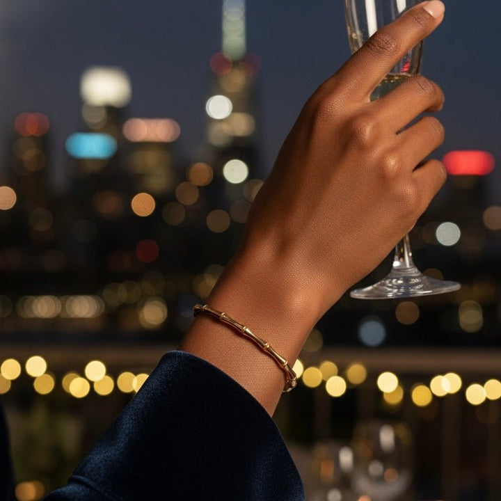 Bamboo Glow Bangle – Bracciale rigido dorato waterproof - Duestelle Italia
