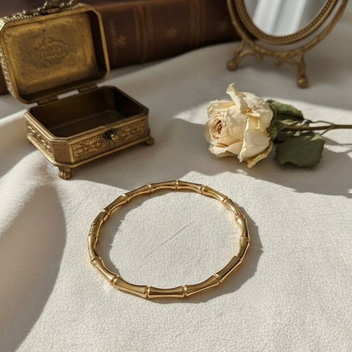 Bamboo Glow Bangle – Bracciale rigido dorato waterproof - Duestelle Italia