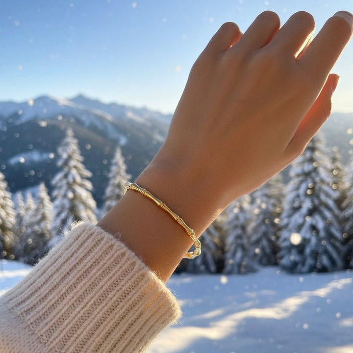 Bamboo Glow Bangle – Bracciale rigido dorato waterproof - Duestelle Italia