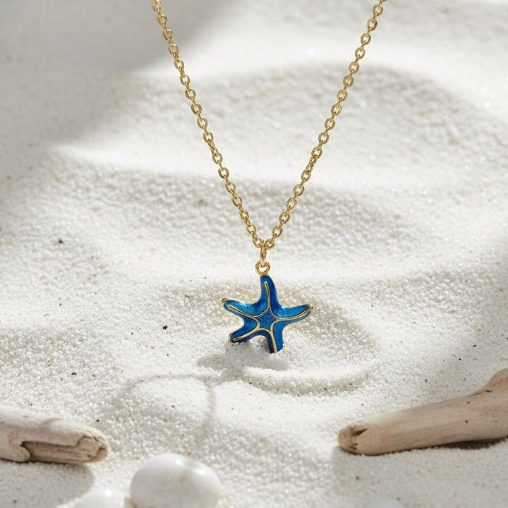 BLUMARE - Collana con stella marina blu e oro - Duestelle Italia