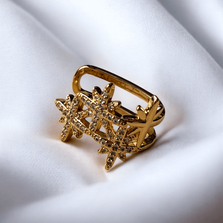 Celestia Cuff – Ear cuff con stelle in ottone placcato oro 18K e zirconi - Duestelle Italia
