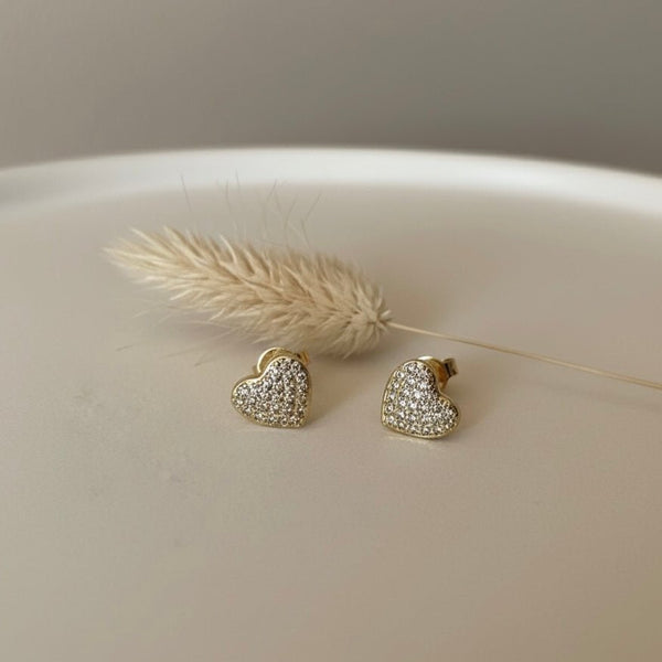 Cherie – Orecchini a cuore con zirconi placcati oro 18K | Romantici e luminosi - Duestelle Italia