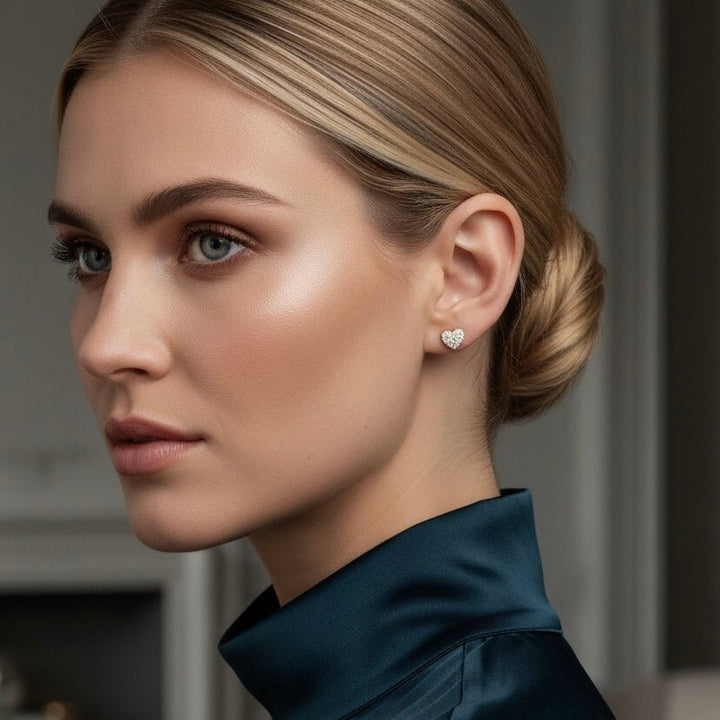 Cherie – Orecchini a cuore con zirconi placcati oro 18K | Romantici e luminosi - Duestelle Italia