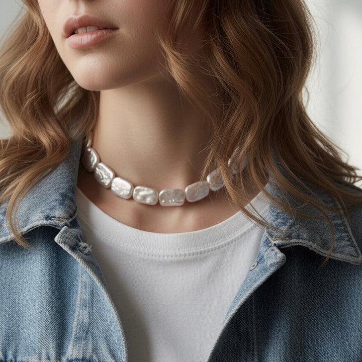 Collana Choker con Perle Barocche Bare Gold - Duestelle Italia