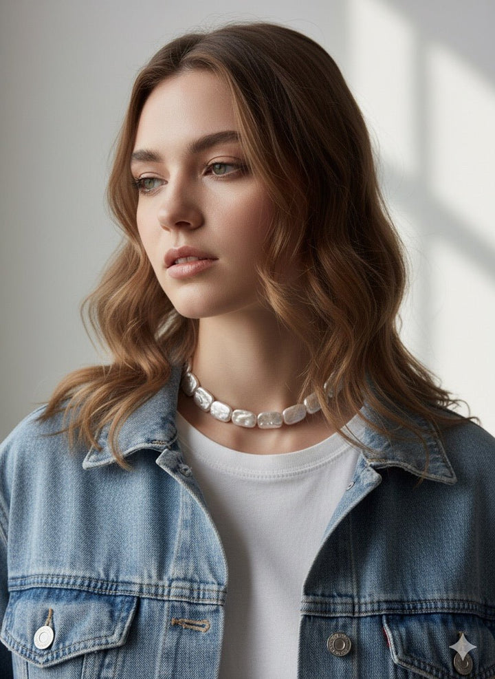 Collana Choker con Perle Barocche Bare Gold - Duestelle Italia