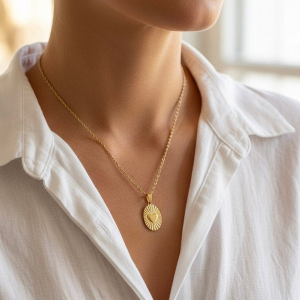 Collana con pendente ovale cuore - Duestelle Italia