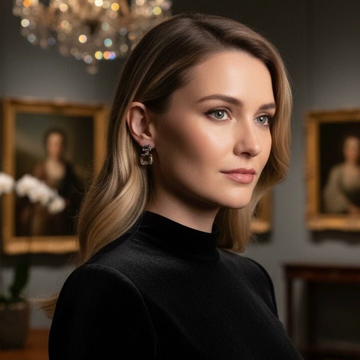 Crystal Duo - Orecchini rettangolari placcati oro 18k - Duestelle Italia