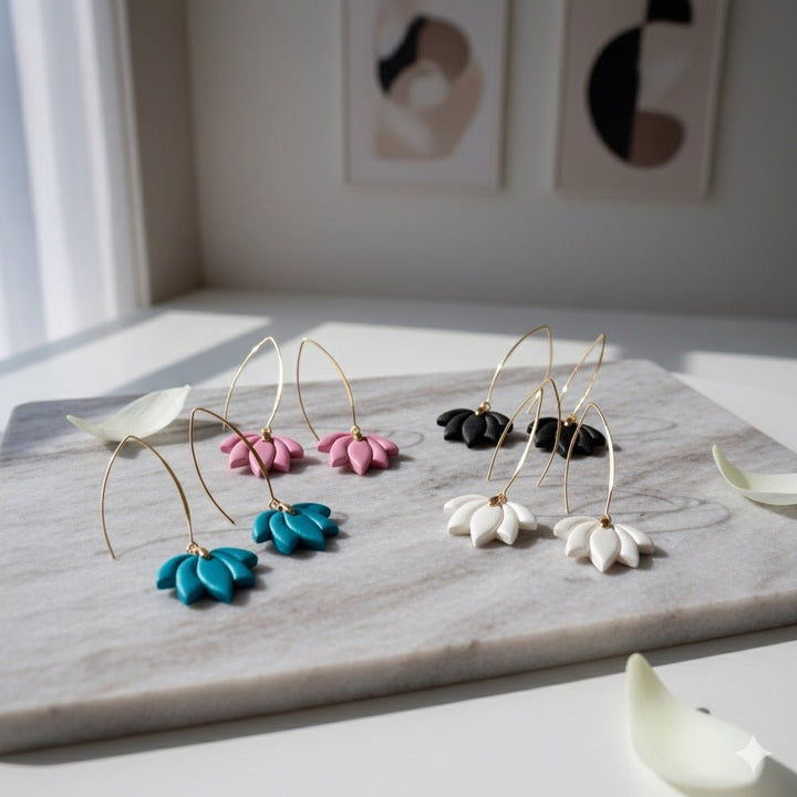 FIOR DI LOTO - orecchini pendenti 18K Gold Plated - Duestelle Italia