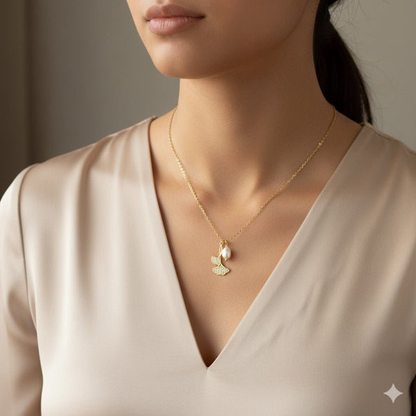 GINKGO PEARL DROP - COLLANA - Duestelle Italia