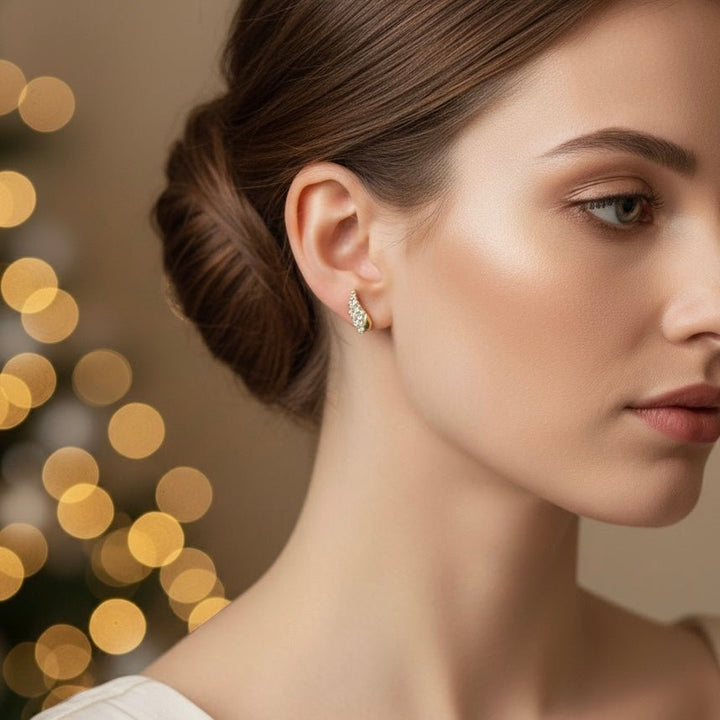 Heaven Drop Earrings – orecchini a lobo ali di Angelo placcati oro 18K con zirconi - Duestelle Italia