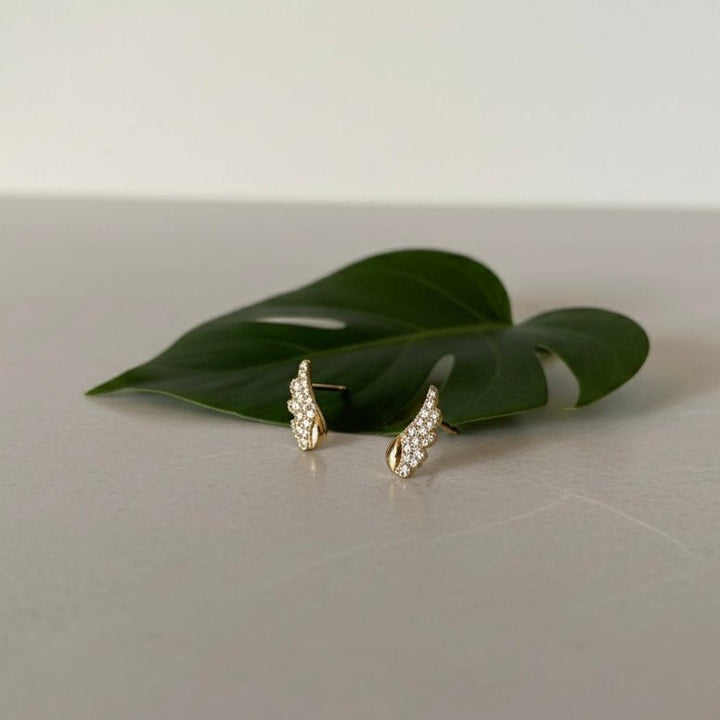 Heaven Drop Earrings – orecchini a lobo ali di Angelo placcati oro 18K con zirconi - Duestelle Italia