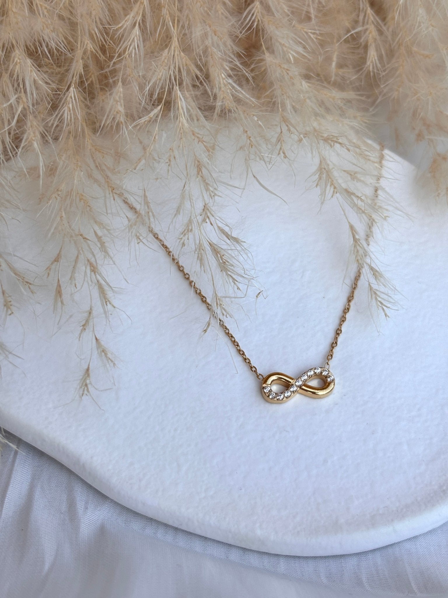 Collana Donna Infinito In Acciaio Inox Con Zirconi | Ciondolo 2,9cm Catena 45cm + Sacchetto - 2