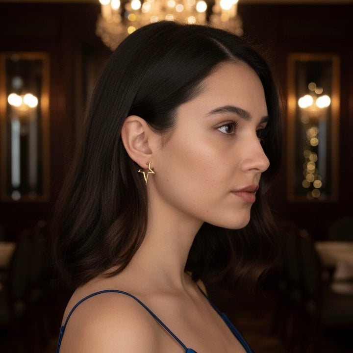 Joy – Orecchini stella in acciaio placcato oro 18K, waterproof e ipoallergenici | Duestelle Italia - Duestelle Italia