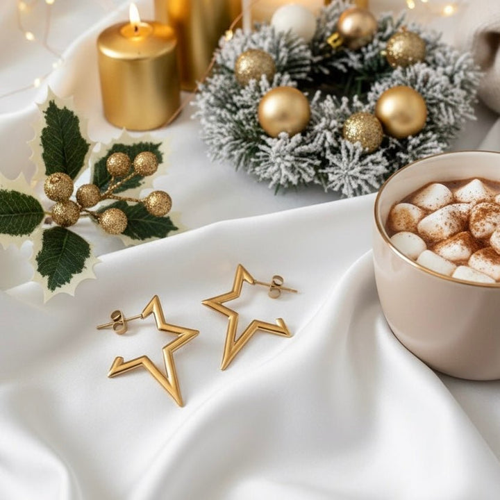 Joy – Orecchini stella in acciaio placcato oro 18K, waterproof e ipoallergenici | Duestelle Italia - Duestelle Italia