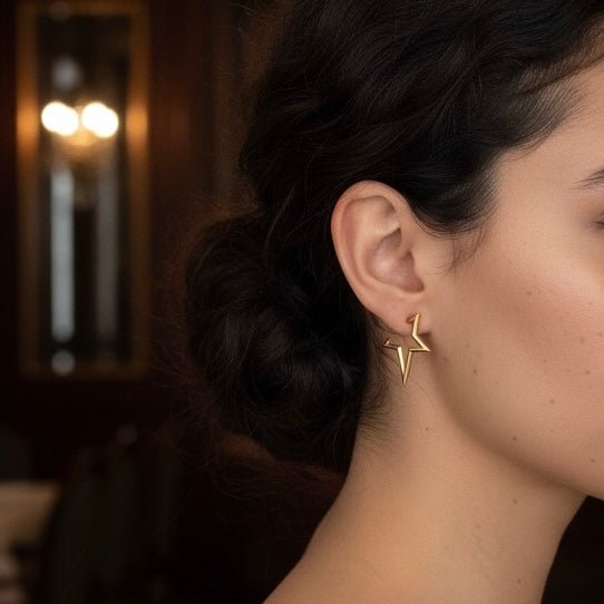 Joy – Orecchini stella in acciaio placcato oro 18K, waterproof e ipoallergenici | Duestelle Italia - Duestelle Italia