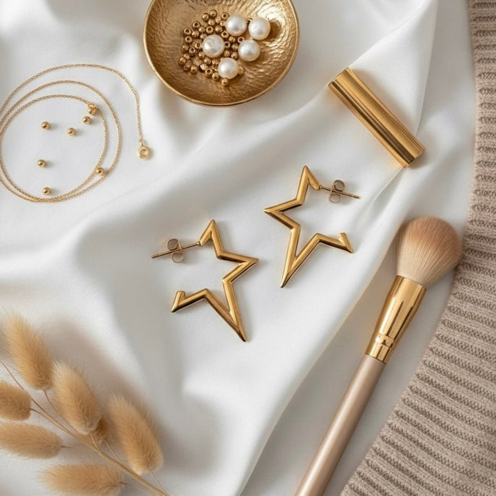Joy – Orecchini stella in acciaio placcato oro 18K, waterproof e ipoallergenici | Duestelle Italia - Duestelle Italia