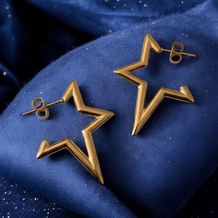 Joy – Orecchini stella in acciaio placcato oro 18K, waterproof e ipoallergenici | Duestelle Italia - Duestelle Italia