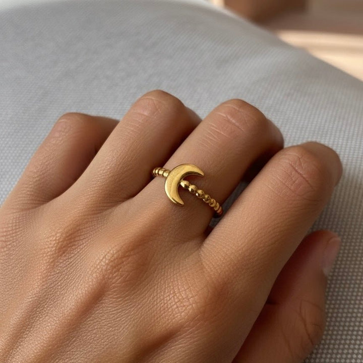 Luna Bead Ring – Anello Luna dorata regolabile waterproof - Duestelle Italia