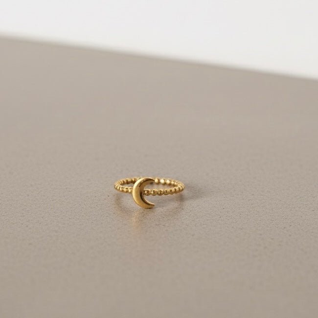 Luna Bead Ring – Anello Luna dorata regolabile waterproof - Duestelle Italia