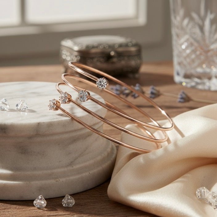 Lunéa - Bracciale rigido con Zirconi placcato oro rosa 18k - Duestelle Italia