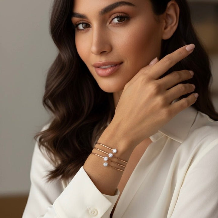 Lunéa - Bracciale rigido con Zirconi placcato oro rosa 18k - Duestelle Italia