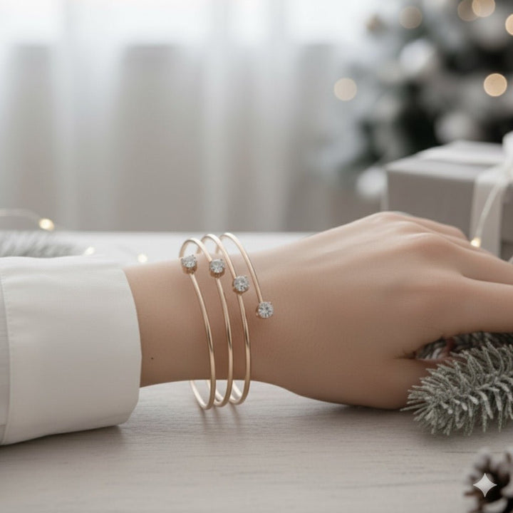 Lunéa - Bracciale rigido con Zirconi placcato oro rosa 18k - Duestelle Italia