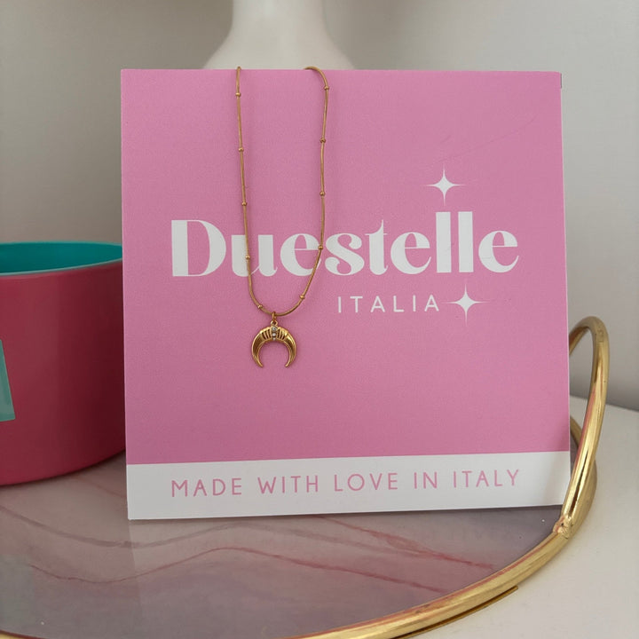 Luniva - Collana luna in acciaio placcato oro 18K, waterproof - Duestelle Italia