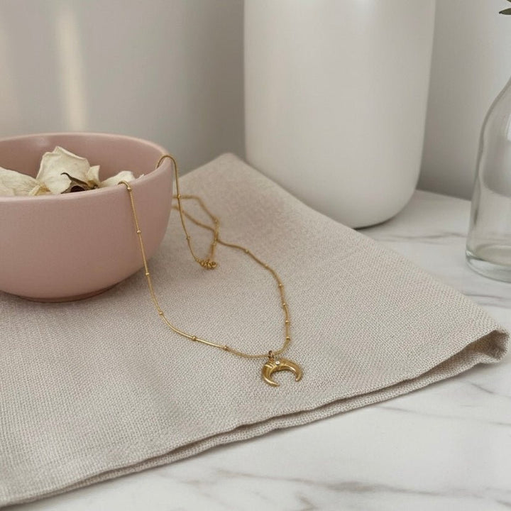 Luniva - Collana luna in acciaio placcato oro 18K, waterproof - Duestelle Italia