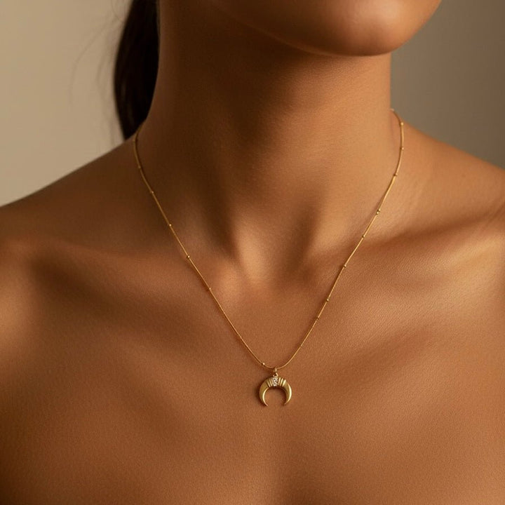 Luniva - Collana luna in acciaio placcato oro 18K, waterproof - Duestelle Italia