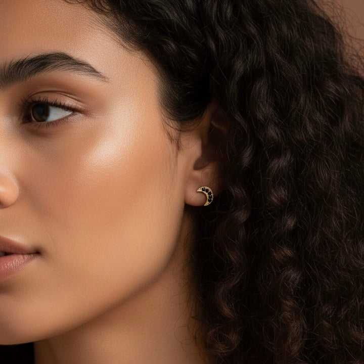 Midnight Moon - Orecchini a lobo luna placcati oro 18K - Duestelle Italia