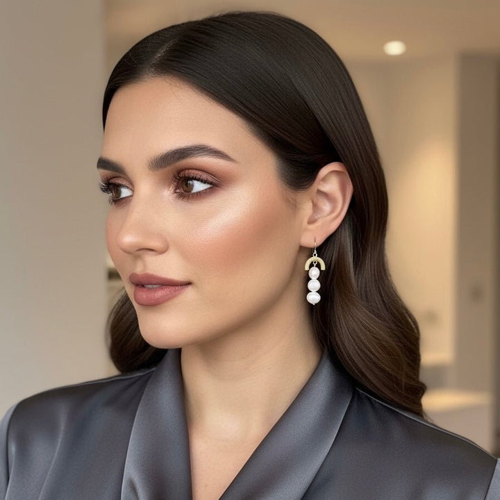 Modern Muse - Orecchini con perle di fiume in acciaio placcato oro – Handmade in Italy - Duestelle Italia