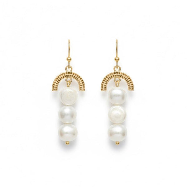 Modern Muse - Orecchini con perle di fiume in acciaio placcato oro – Handmade in Italy - Duestelle Italia