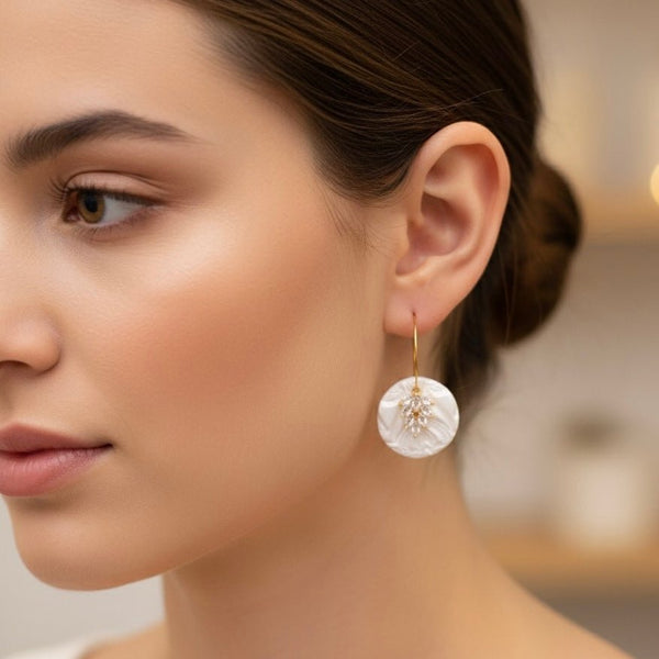 Oecchini a cerchio perlati con zirconi - NOELLE - Duestelle Italia