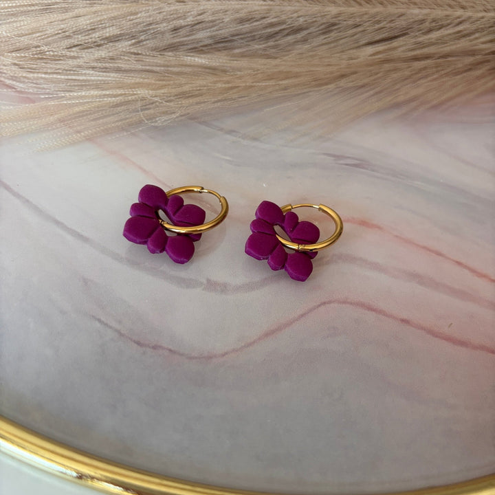 Orecchini a cerchietto artigianali in acciaio placcato oro 18k – Arielle Velvet - Duestelle Italia