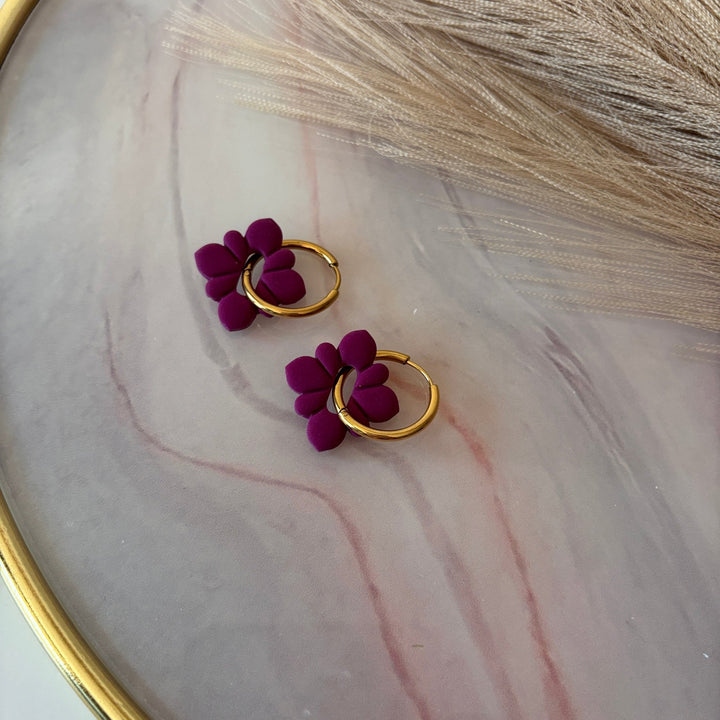 Orecchini a cerchietto artigianali in acciaio placcato oro 18k – Arielle Velvet - Duestelle Italia