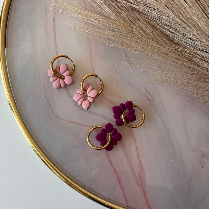 Orecchini a cerchietto artigianali in acciaio placcato oro 18k – Arielle Velvet - Duestelle Italia