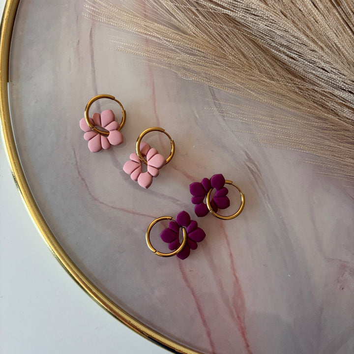 Orecchini a cerchietto artigianali in acciaio placcato oro 18k – Arielle Velvet - Duestelle Italia