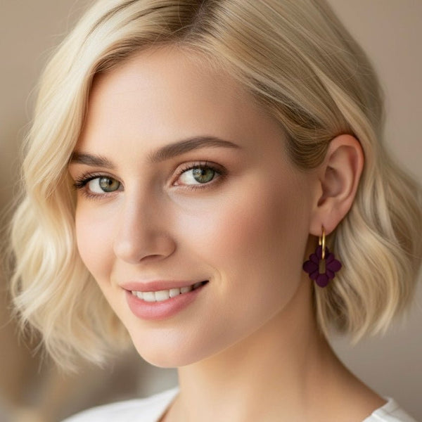 Orecchini a cerchietto artigianali in acciaio placcato oro 18k – Arielle Velvet - Duestelle Italia