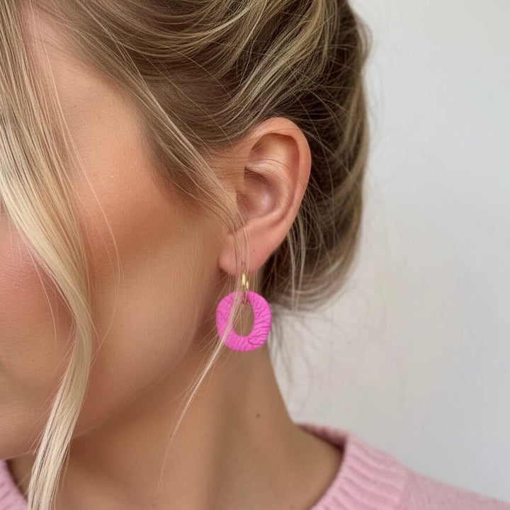Orecchini a cerchio Bubble Pink - Acciaio Waterproof - Duestelle Italia
